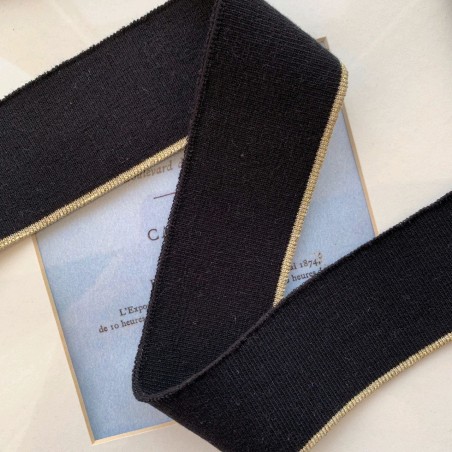 Подвязы трикотажные чёрные с золотистой полоской по краю