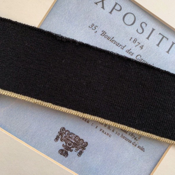 Подвязы трикотажные чёрные с золотистой полоской по краю