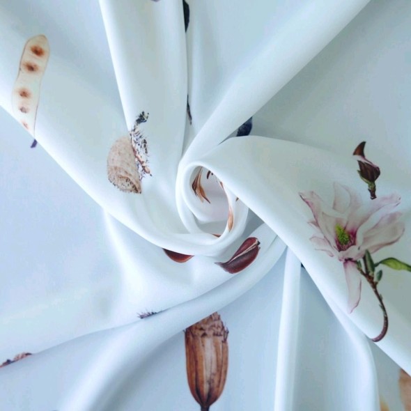 Ткань креп белый плательный