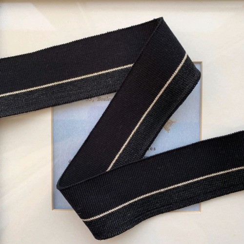Подвязы чёрные с блестящей полоской в тон и золотой полоской в центре 2