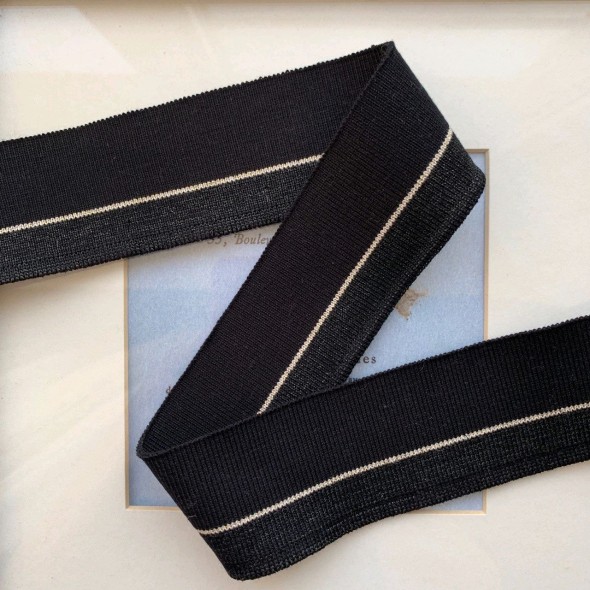 Подвязы чёрные с блестящей полоской в тон и золотой полоской в центре