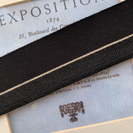 Подвязы чёрные с блестящей полоской в тон и золотой полоской в центре