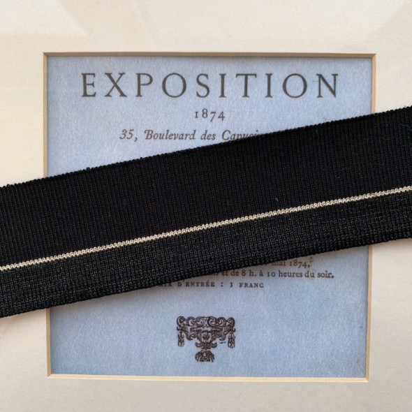 Подвязы чёрные с блестящей полоской в тон и золотой полоской в центре