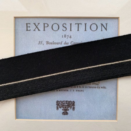 Подвязы чёрные с блестящей полоской в тон и золотой полоской в центре