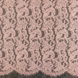 Ткань кружево персиково-розовое с фестонным краем