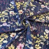 Ткань хлопок синего цвета с цветочным принтом