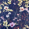 Ткань хлопок синего цвета с цветочным принтом