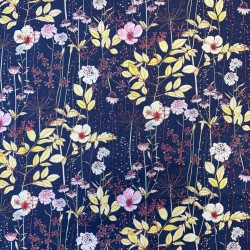 Ткань хлопок синего цвета с цветочным принтом