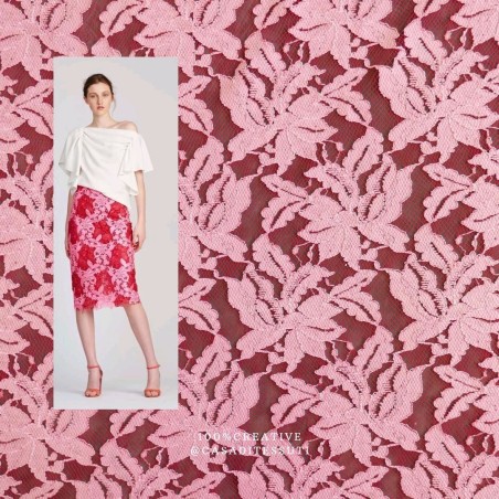 Ткань кружево в малиновых тонах