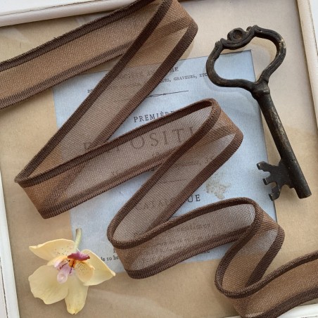 Трикотажные подвязы прозрачные, насыщенного коричневого оттенка