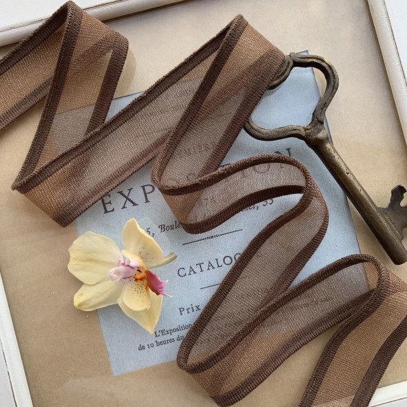 Трикотажные подвязы прозрачные, насыщенного коричневого оттенка