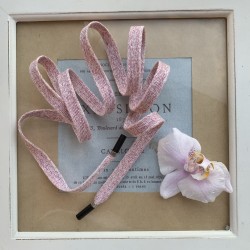 Шнурки трикотажные,мягкие,молочные с розовым люрексом