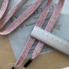Шнурки трикотажные,мягкие,молочные с розовым люрексом