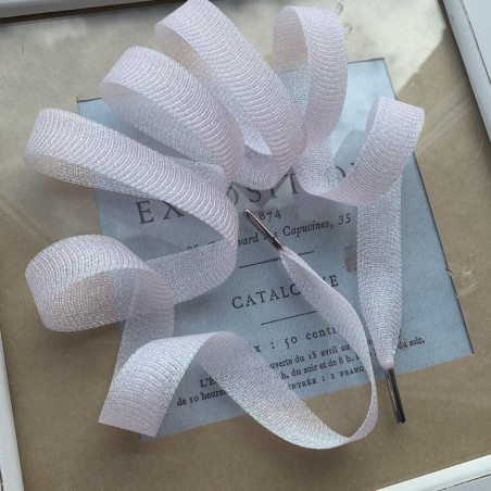 Прозрачные шнурки для декорирования одежды с нежным светло-розовым люрексом