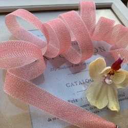 Прозрачные шнурки для декорирования одежды кораллово-красные с люрексом