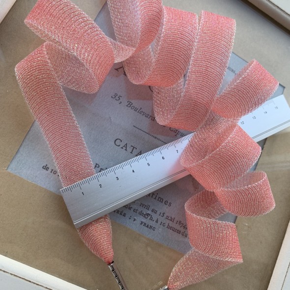 Прозрачные шнурки для декорирования одежды кораллово-красные с люрексом