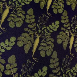 Жаккард темно синий с зелеными  репками