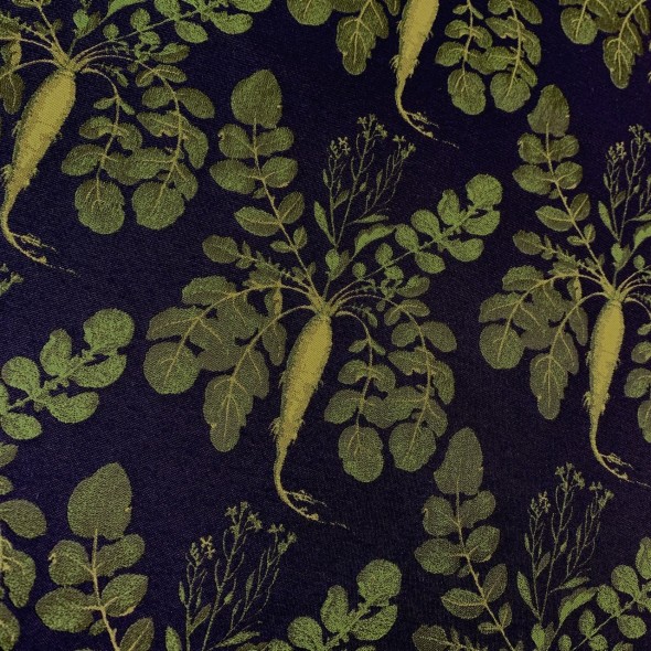 Жаккард темно синий с зелеными  репками