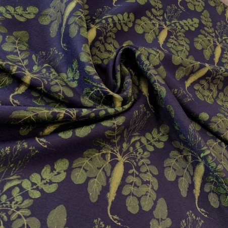 Жаккард темно синий с зелеными  репками