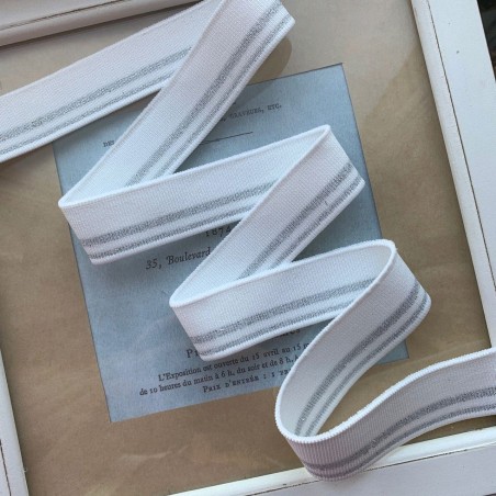 Подвязы трикотажные белые с серебристыми полосками