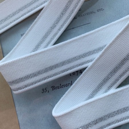 Подвязы трикотажные белые с серебристыми полосками