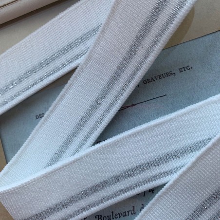 Подвязы трикотажные белые с серебристыми полосками