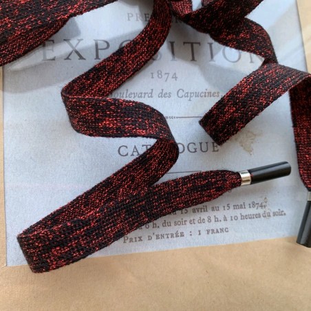 Шнурок трикотажный тёмно-красный с люрексом