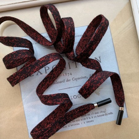 Шнурок трикотажный тёмно-красный с люрексом