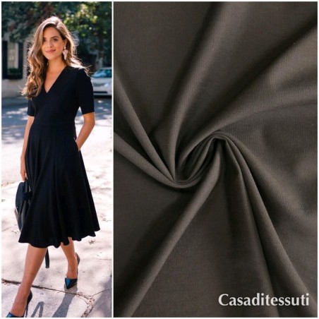 Ткань хлопок эластичный плательный чёрный