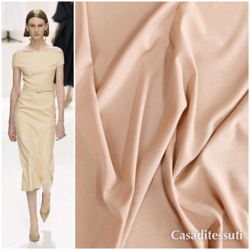 Ткань хлопок эластичный плательный теплый карамельный бежевые