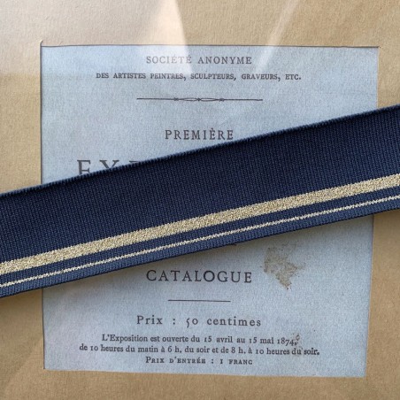 Довязы трикотажные джинсового цвета с золотистыми полосками