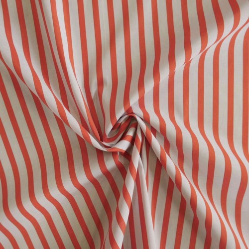 Хлопок рубашечный 100% нежно-голубой в оранжевую полоску