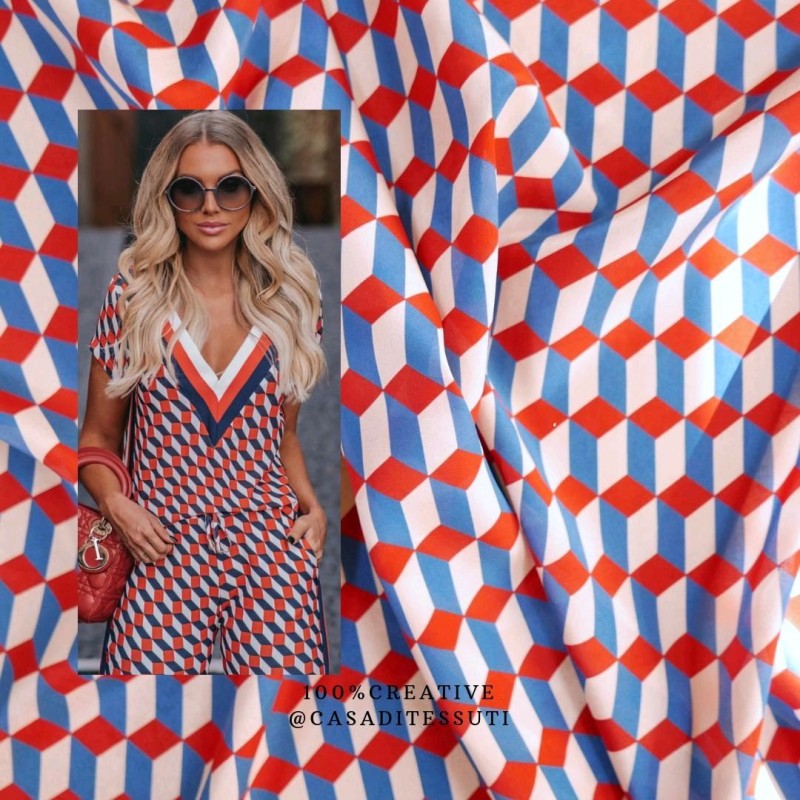 Ткань шелк 100% с геометрическим принтом