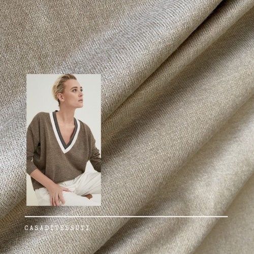 Трикотаж шерсть с вискозой светлый бежевый