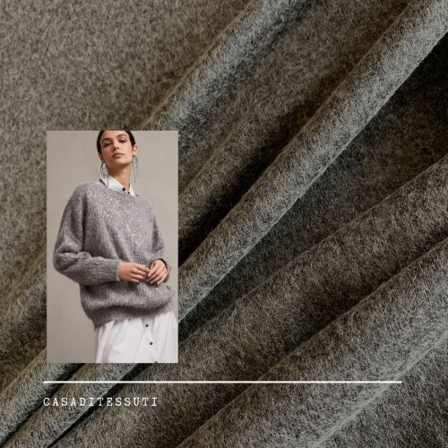 Трикотаж шерсть с вискозой меланжевый серый