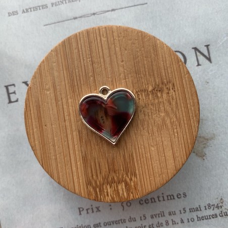 Подвеска сердечко  из металла и пластика