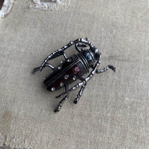 Брошь жук металл с эмалью