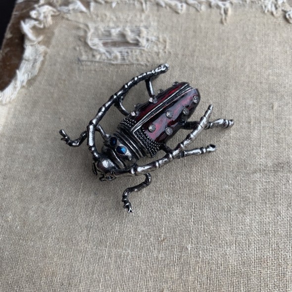 Брошь жук металл с эмалью