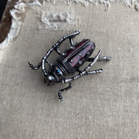 Брошь жук металл с эмалью