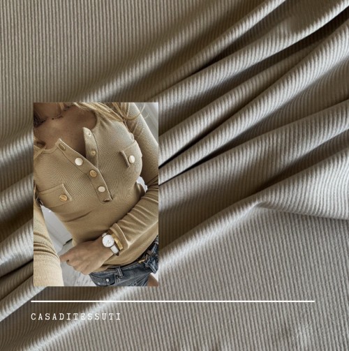 Трикотажное полотно рибана холодный бежевый