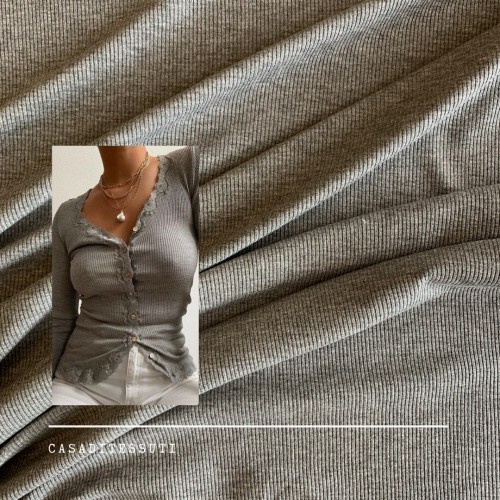 Трикотажное полотно рибана меланжевый серый