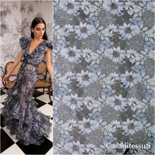 Ткань хлопок натуральный с цветочным принтом