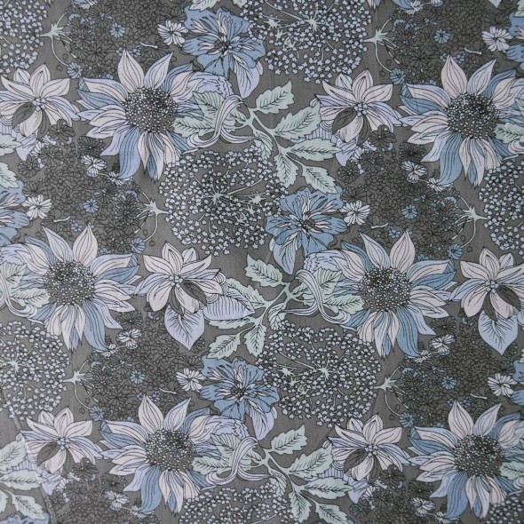 Ткань хлопок натуральный с цветочным принтом