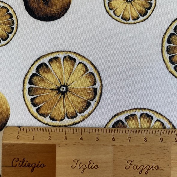 Хлопок сатинового переплетения с принтом лимоны