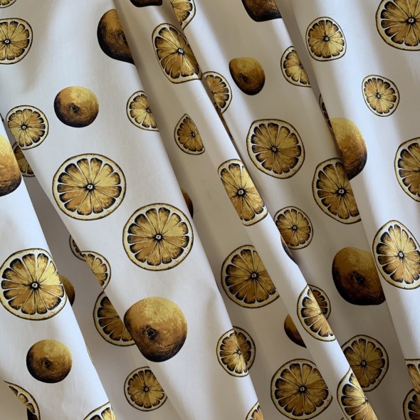 Хлопок сатинового переплетения с принтом лимоны