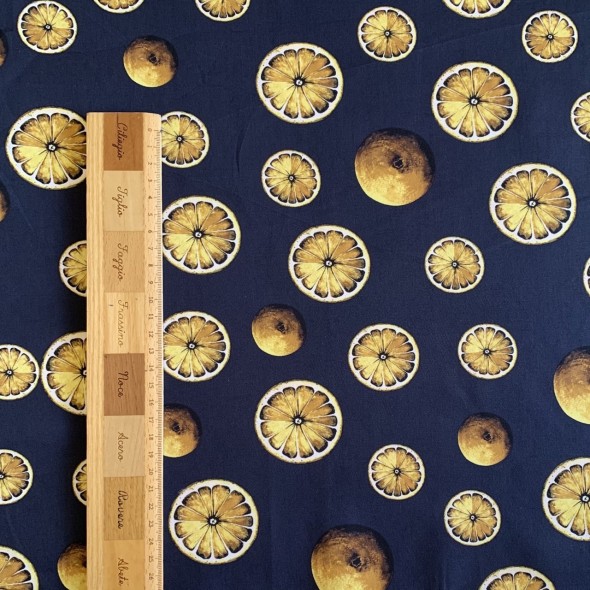 Хлопок сатинового переплетения с принтом лимоны