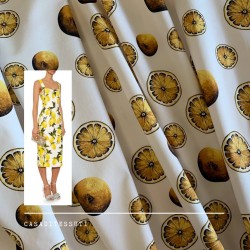 Хлопок сатинового переплетения с принтом лимоны