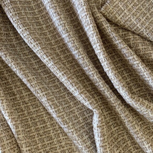 Твид вискозный мягкий бежевый с нитью тонкого люрекса