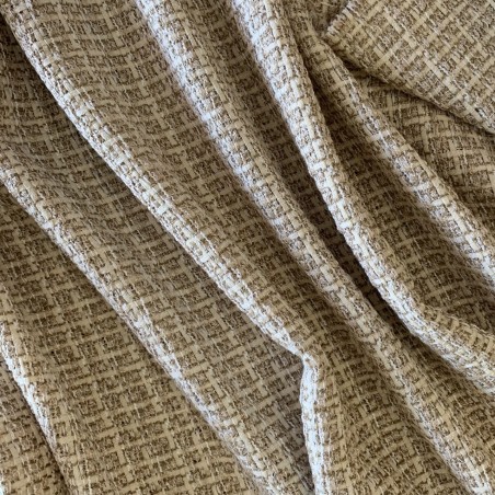 Твид вискозный мягкий бежевый с нитью тонкого люрекса