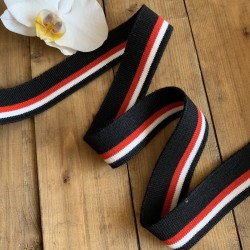 Трикотажные подвязы из вискозы  чёрные с белой и красной полосками